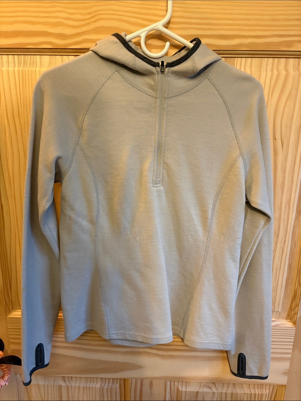ibex Light Gray Hooded Half-Zip Men's Sweater